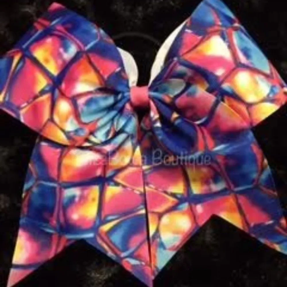Blue & Pink Design Print Cheer Bow CHBPD Handmade NWT Boutique